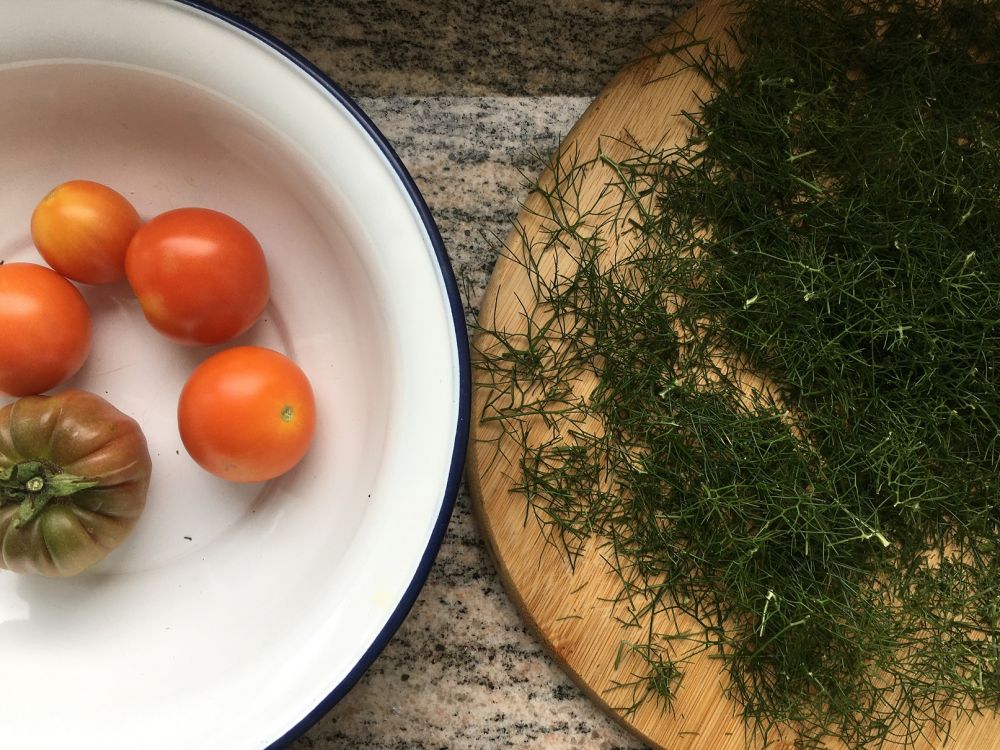 Tomaten und Kräuter